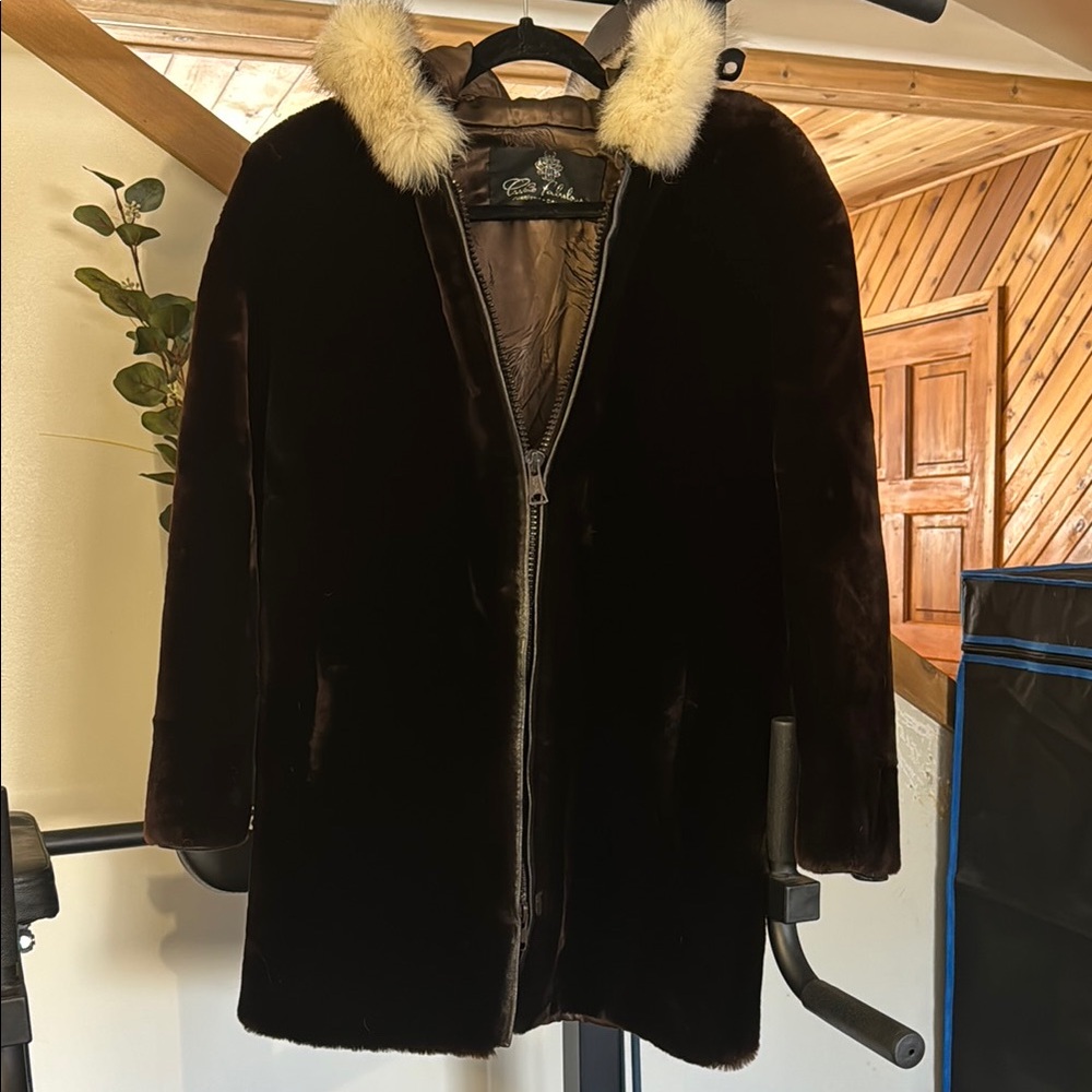 Vintage custom made mahogany mink Jacket with rabbit Fur Collar